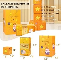 Vista 3 de Surprise Gift Box Explosion for Money, Unique Folding Bouncing Red Envelope Gift Box with Confetti, Cash Explosion Luxury for Mom Birthday Amarillo