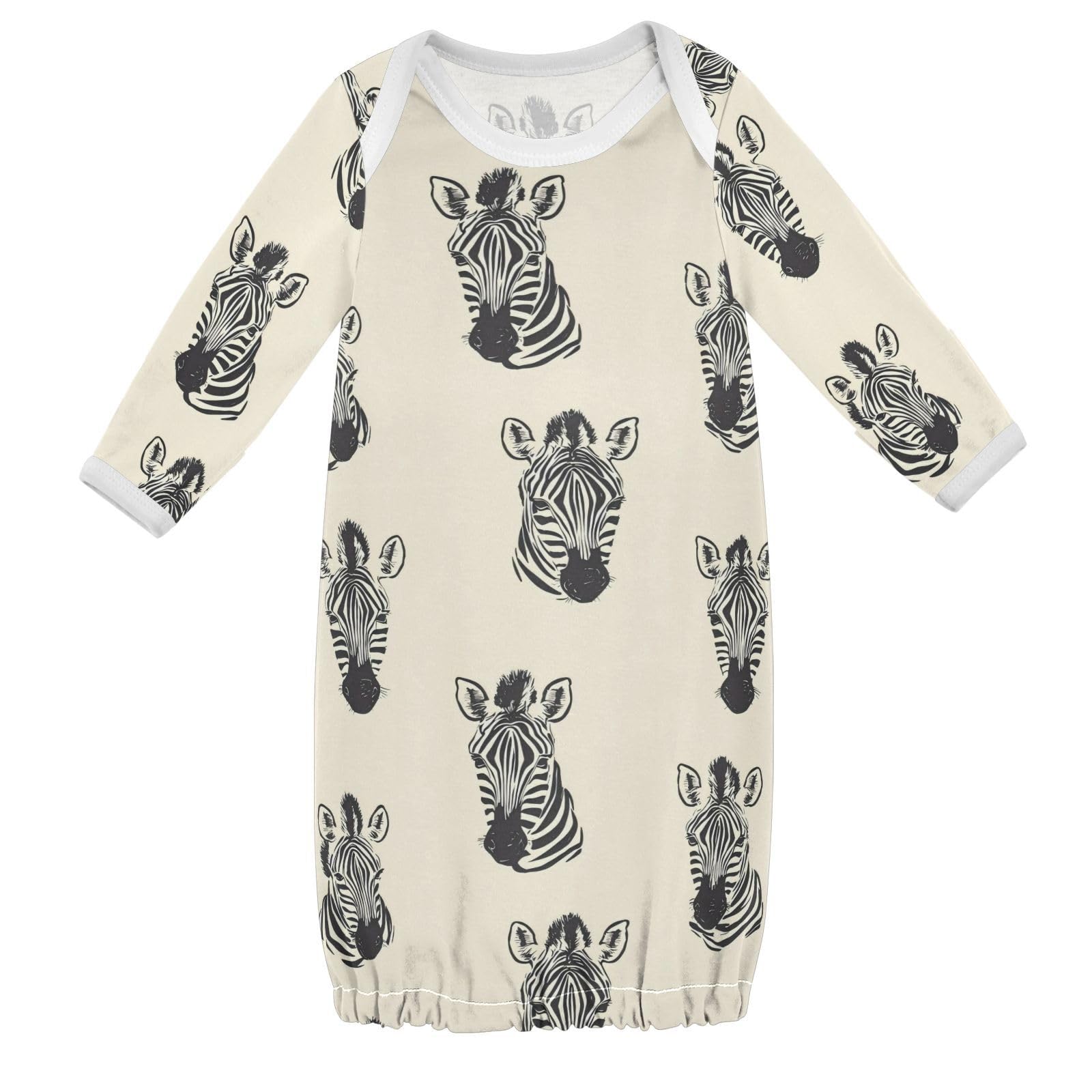 vvfelixl Baby Sleeper Gown for Newborn Boy Girls Zebra Head Portrait Infant Nightgown for 0-3 Months Multicolor