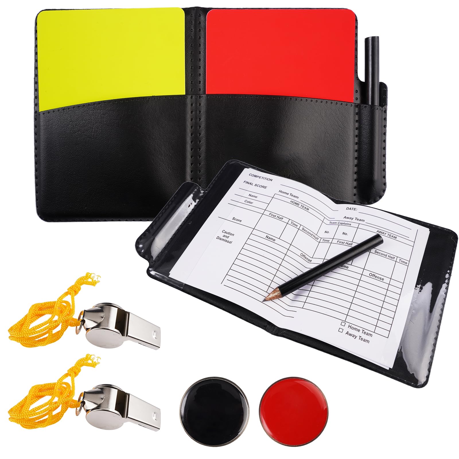 21 Piezas Kit de Tarjetas de árbitro, Tarjetas árbitro de Deportes, Juego para Fútbol con Tarjeta Roja y Amarilla, 4 Tarjeta Rojas y Amarillas, para Competiciones Profesionales, Deportes Escolares