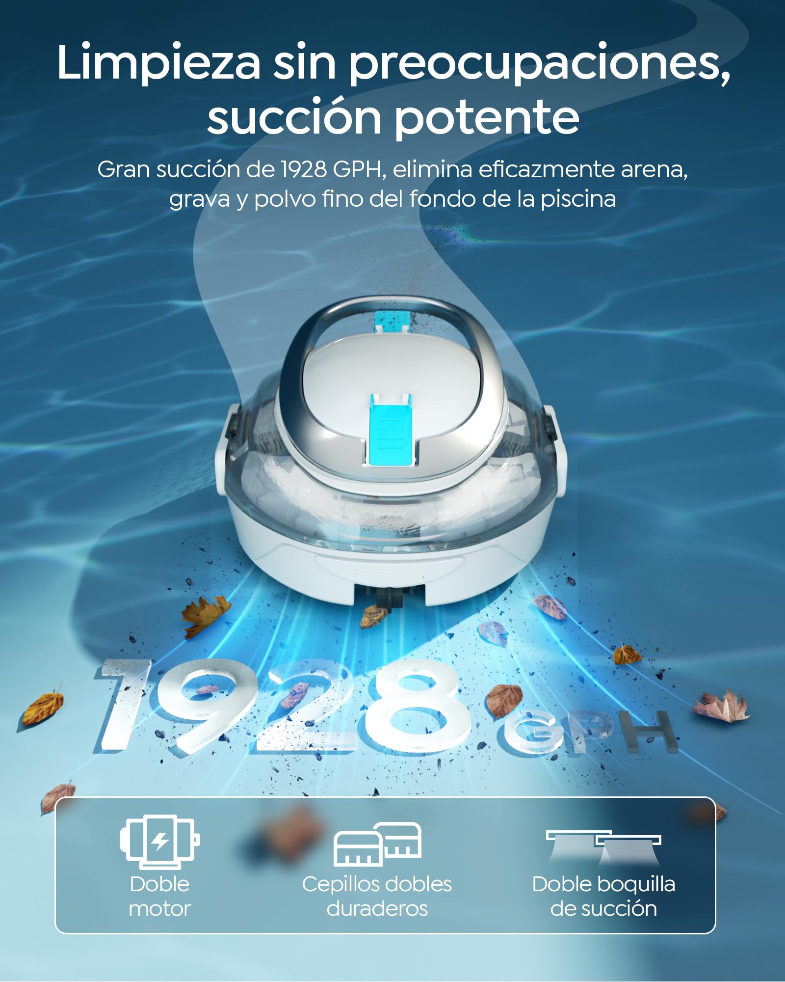 S2 Robot Piscina,Doble Filtración, Blanco Perlado