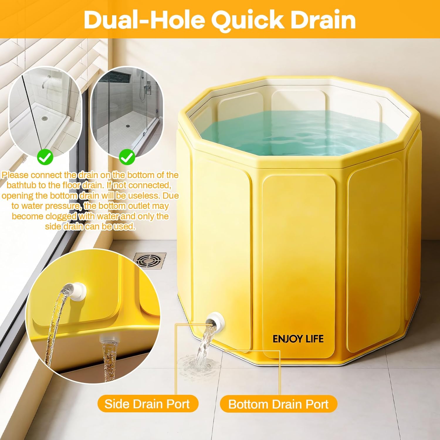 Foldable Portable Bathtub, Hot Ice Bath Tub, Shower Tub Non-Inflatable, Collapsible Bathtub SPA Soaking Tubs for Travel, Camping, Gyms, Home (Pink)