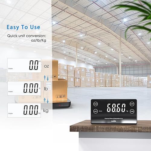 Vista 3 de Báscula postal digital inteligente, 440 libras, báscula postal de transporte digital resistente con bandeja de acero inoxidable duradera, adecuada