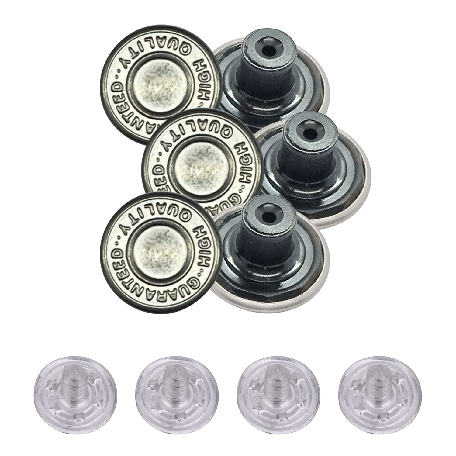 WedDecor Lot De 20 Boutons De Fixation De Rechange En Métal Avec épingle Arrière Pour Réparation De Pantalons En Denim, Vestes, Vêtements De Mode