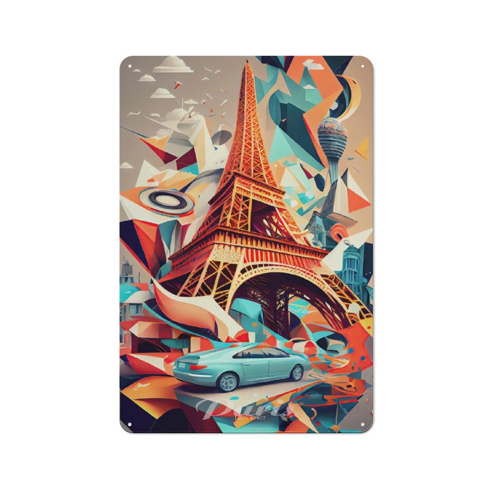 Junmoney Paris Eiffel Tower 3 For Café Or Restaurant, Vintage Metal Sign 30X20cm, For Vintage Wall Decor Fans, For Cafés, Pubs And Restaurants
