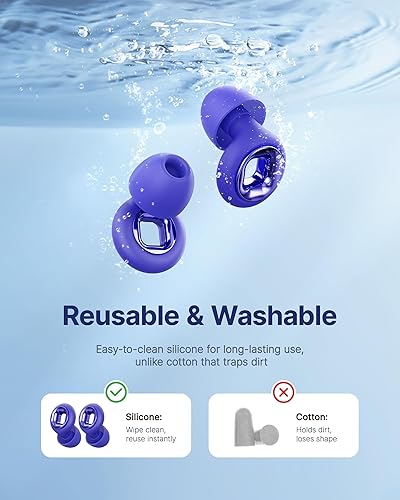 Miniatura 34 de Tapones para los oídos para dormir con cancelación de ruido, tapones para los oídos reutilizables de 45 dB para reducción de ruido, tapones