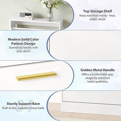 Miniatura 5 de Armario estrecho de almacenamiento de zapatos, zapatero para entrada con 3 cajones abatibles, zapatero oculto de madera con puertas, armario