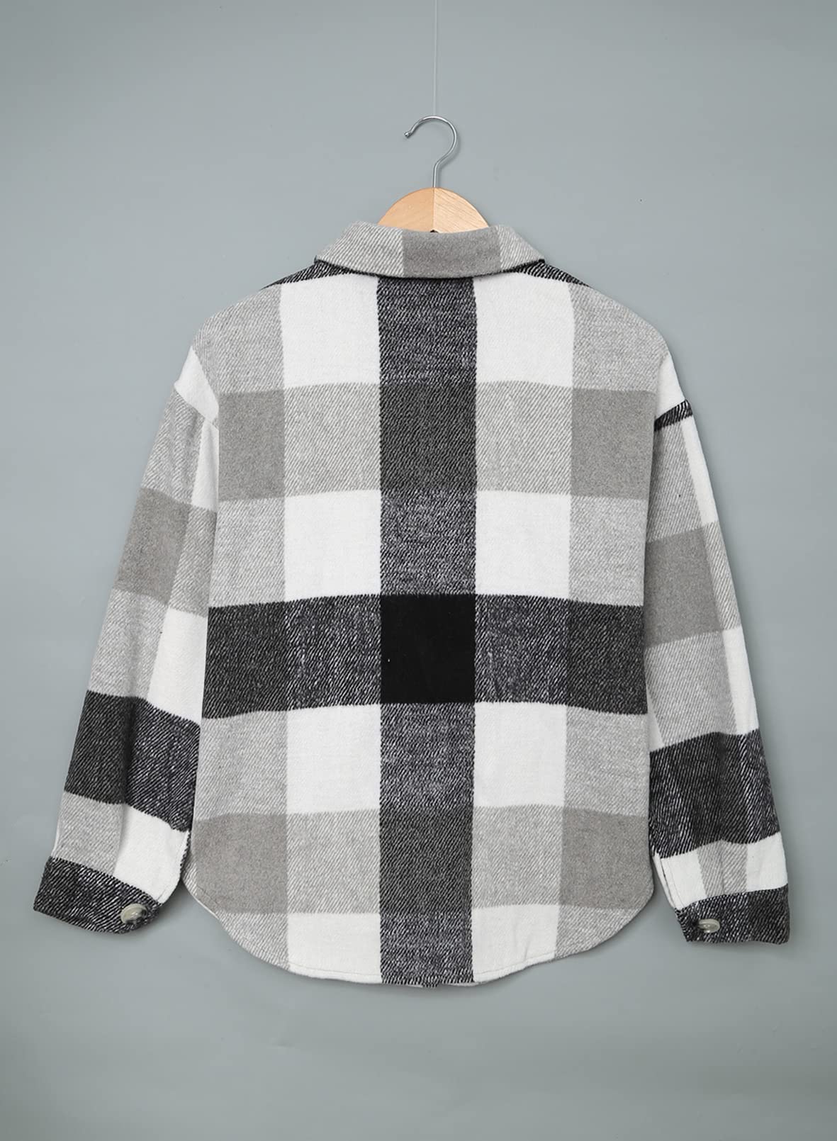 Damen Kariertes Knöpfen Langarm Oversize Bluse Mantel Hemdjacke Holzfällerjacke Mode Boyfreind Hemdbluse Mit Brusttaschen