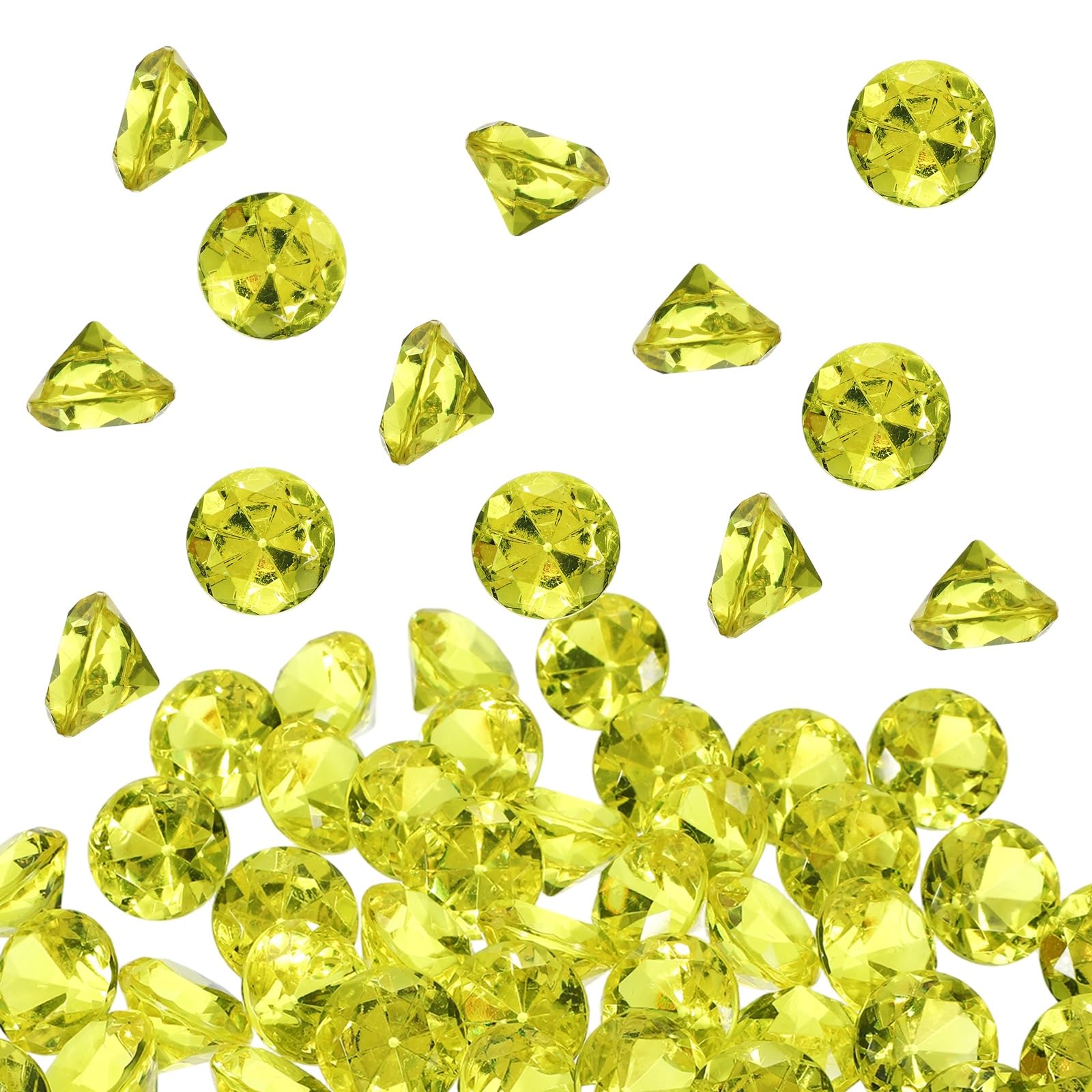 Gemas falsas de diamante acrílico amarillas de 25 mm para decoración de bodas, pack de 50