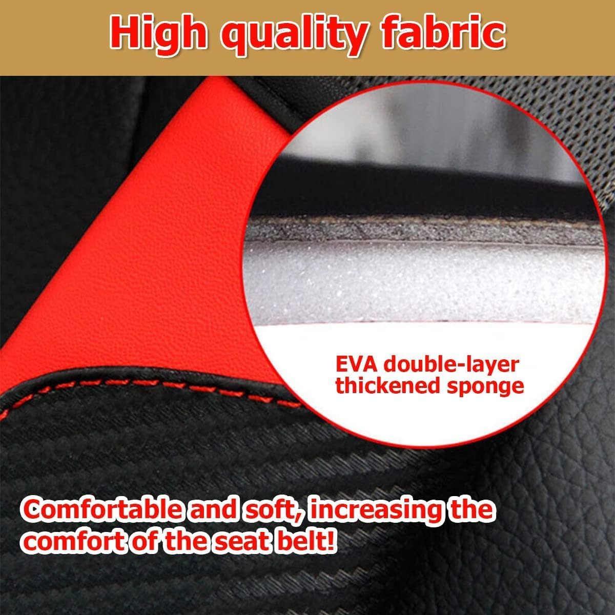 2Pcs Car Seat Belt Pads for Opel Mokka E 2021-2024 Super Soft Car Seat Belt Strap Seat Belt Shoulder Strap Covers Auto Interior Accessories,Normal-Red
