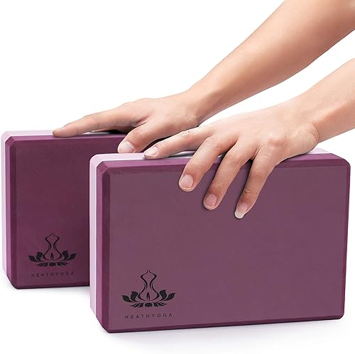 Miniatura 2 de Heathyoga Bloques de yoga con correa, bloque de yoga de espuma EVA de alta densidad y juego de correa de yoga para apoyar y mejorar posturas y