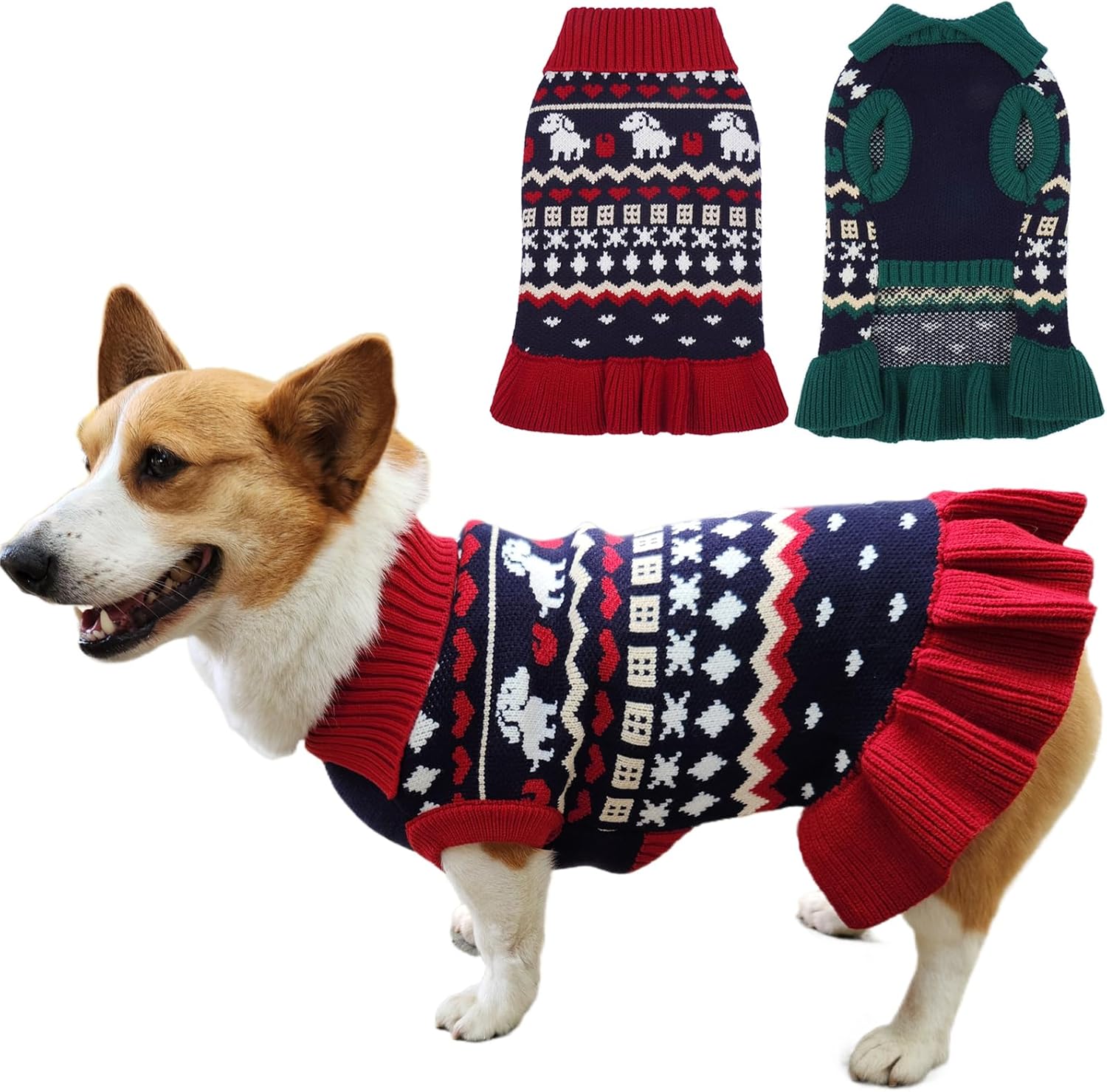 Nanaki Pitbull Dog Sweater Dress for Medium Breeds Girl,Warm Stretchy Sleeveless Pullover Sweater,Halloween Christmas Sweaters Indoor Outdoor, Fall Dog Winter Clothes Vest Knitwear, Machine Washable