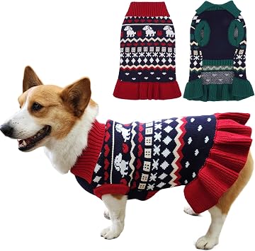 Nanaki Dog Sweater Pitbull Female, Warm Stretchy Sleeveless Pullover Sweater Dress for Medium Breeds Girl, Dog Christmas Sweaters, Fall Dog Winter Clothes Vest Knitwear Cold Weather, Machine Washable