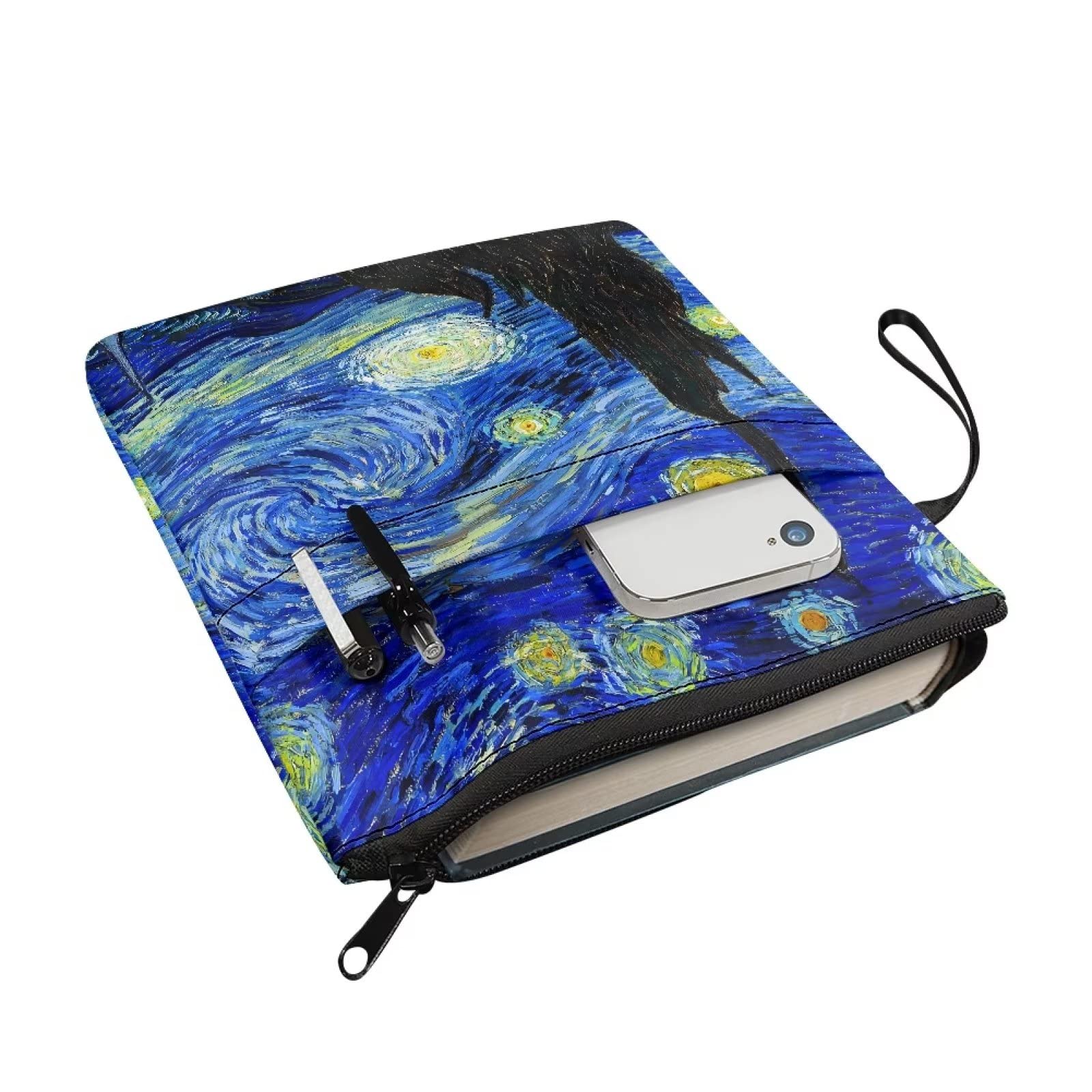 Poceacles Starry Night Pattern Book Sleeve Book Cover for Book Lovers Hardcover Paperback Cover Zipper Pouch Bag Protector for Women Men - Image 3