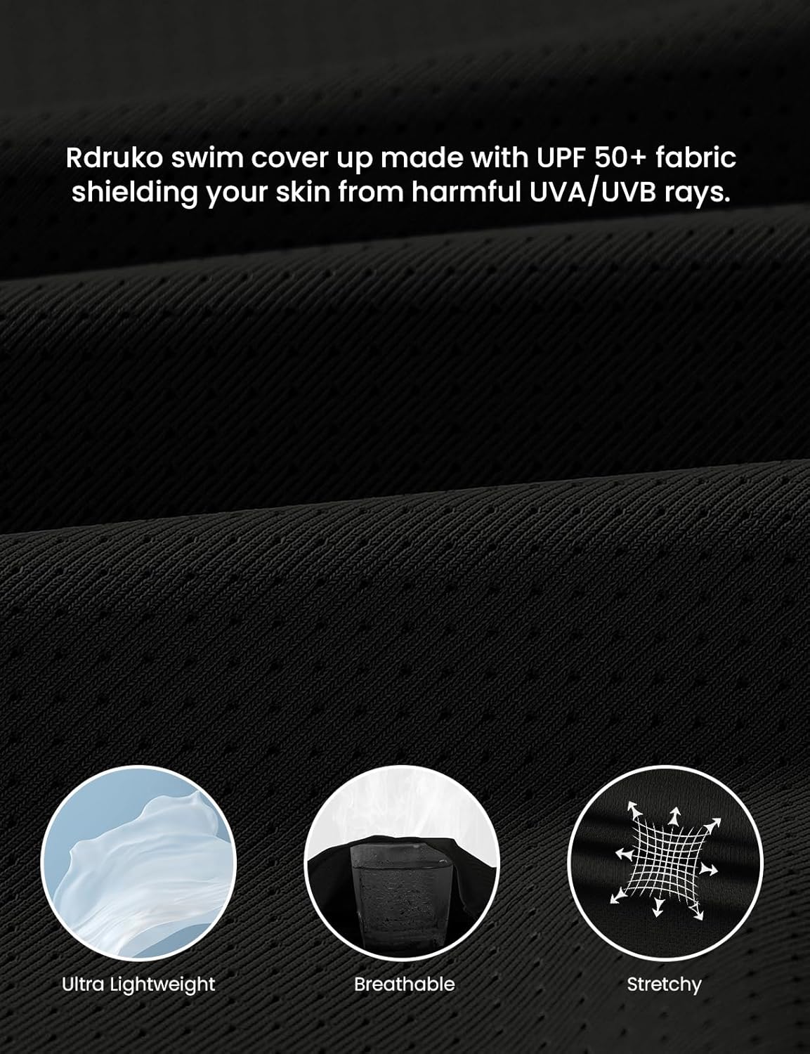 Rdruko Women's Swimsuit Cover Ups, UPF50+ Long Sleeve Beach Vacation Bathing Suit SPF Zip Hooded Shirts Lightweight Quick Dry - Image 4