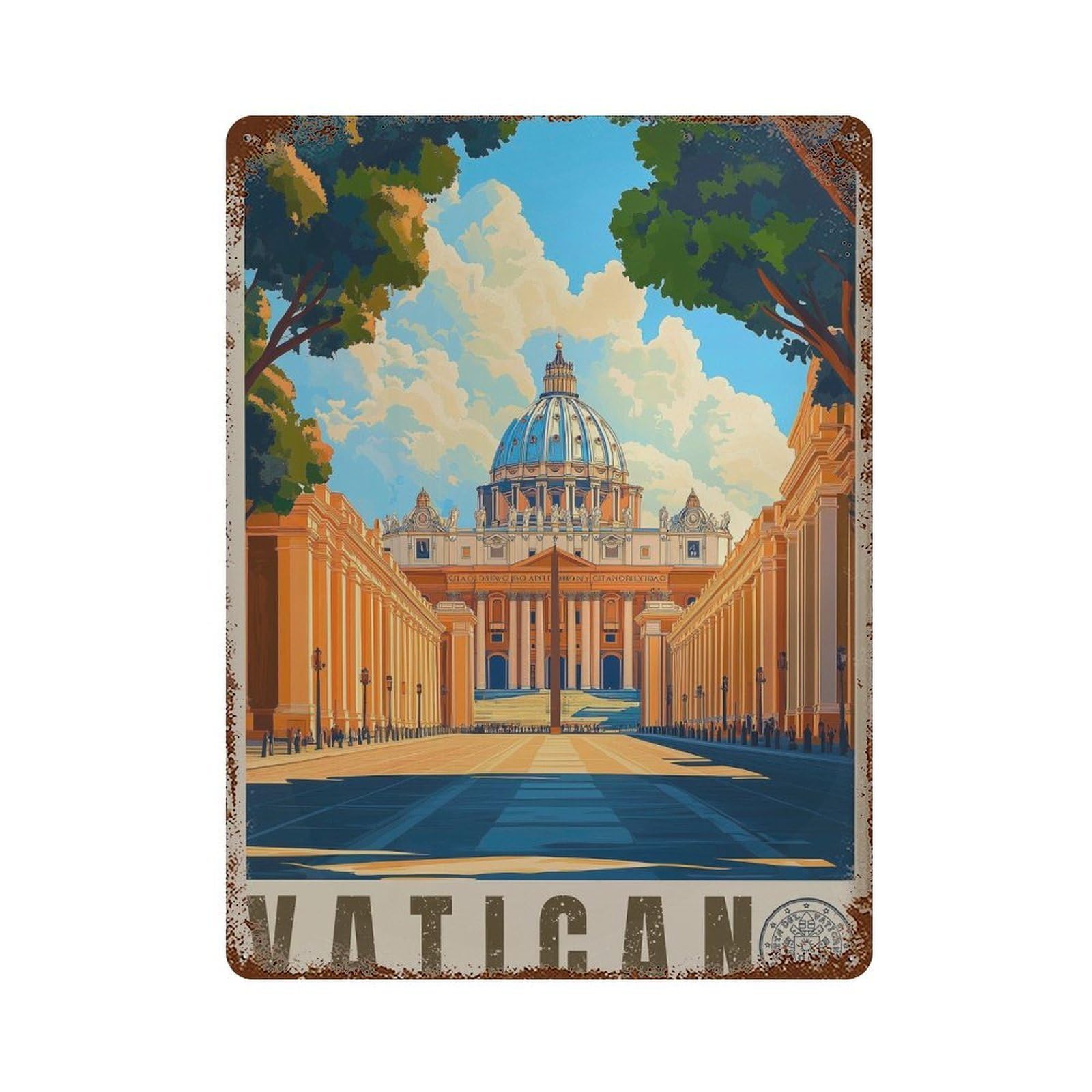 xiaoxiaoshen Vatican Travel Italy Cityscape (2) Wall Decor Art Metal Tin Poster Modern Home Decor Art Home Bar Shop Decorations Vintage Sign 40x30cm