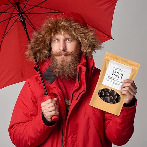 Miniatura 8 de Almendras de chocolate oscuro de Santa Turds, regalos gourmet de Kepperton para hombres, divertidos dulces navideños para adolescentes, rellenos de