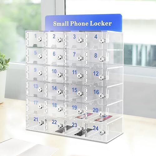 Miniatura 6 de Caja de bloqueo para teléfono celular, gabinete de almacenamiento acrílico montado en la pared, caja de almacenamiento con cerraduras de puerta y