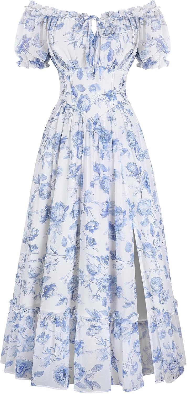 Scarlet Darkness Floral Corset Dress Women 2026 Summer Cottagecore Flowy Dresses