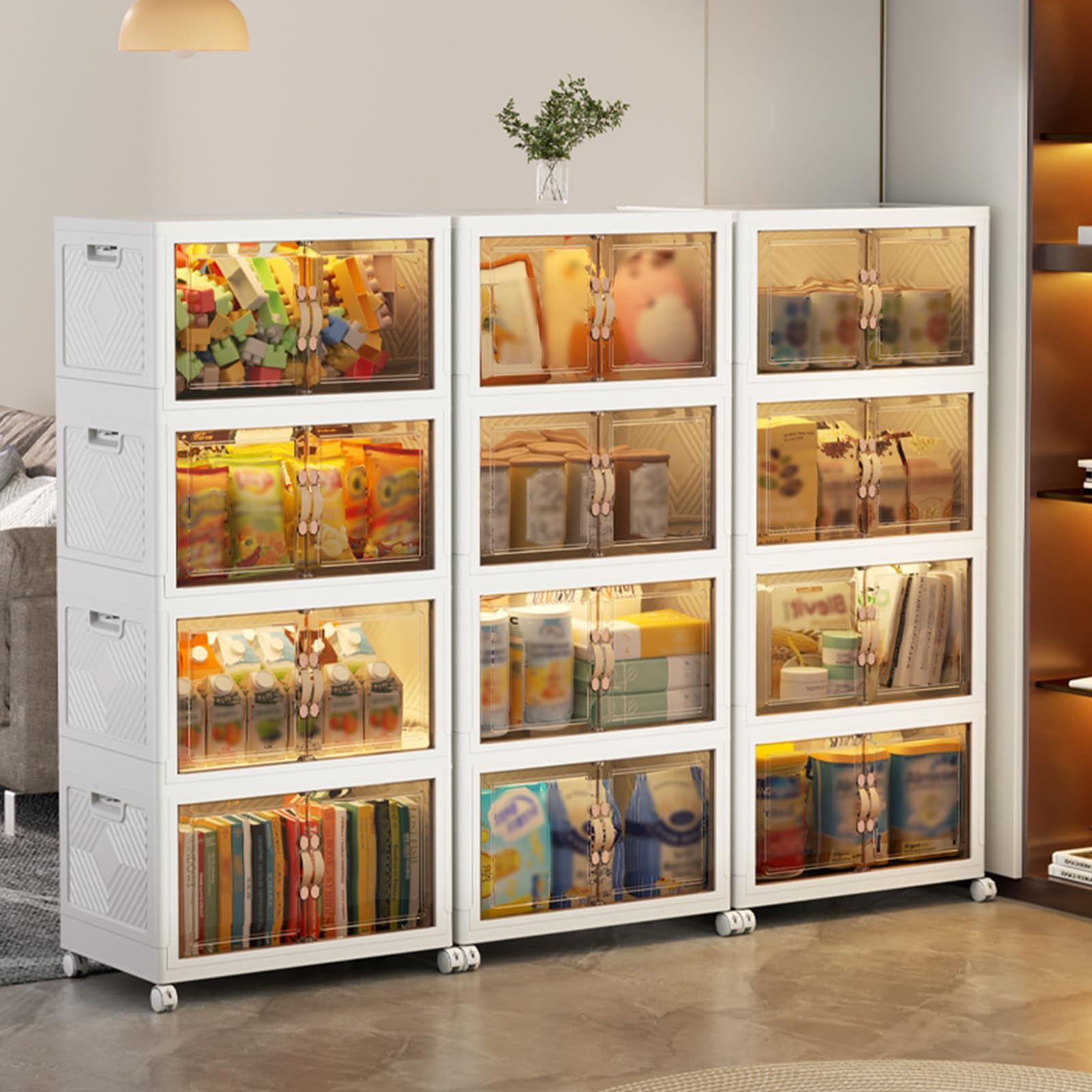 GAOXIAO Organizador de Almacenamiento de Cajones de Plástico, Cajonera Plastico Organizador Grandes, Torre de Almacenamiento con Ruedas para Oficina Hogar y Organización Width 45cm 2layer