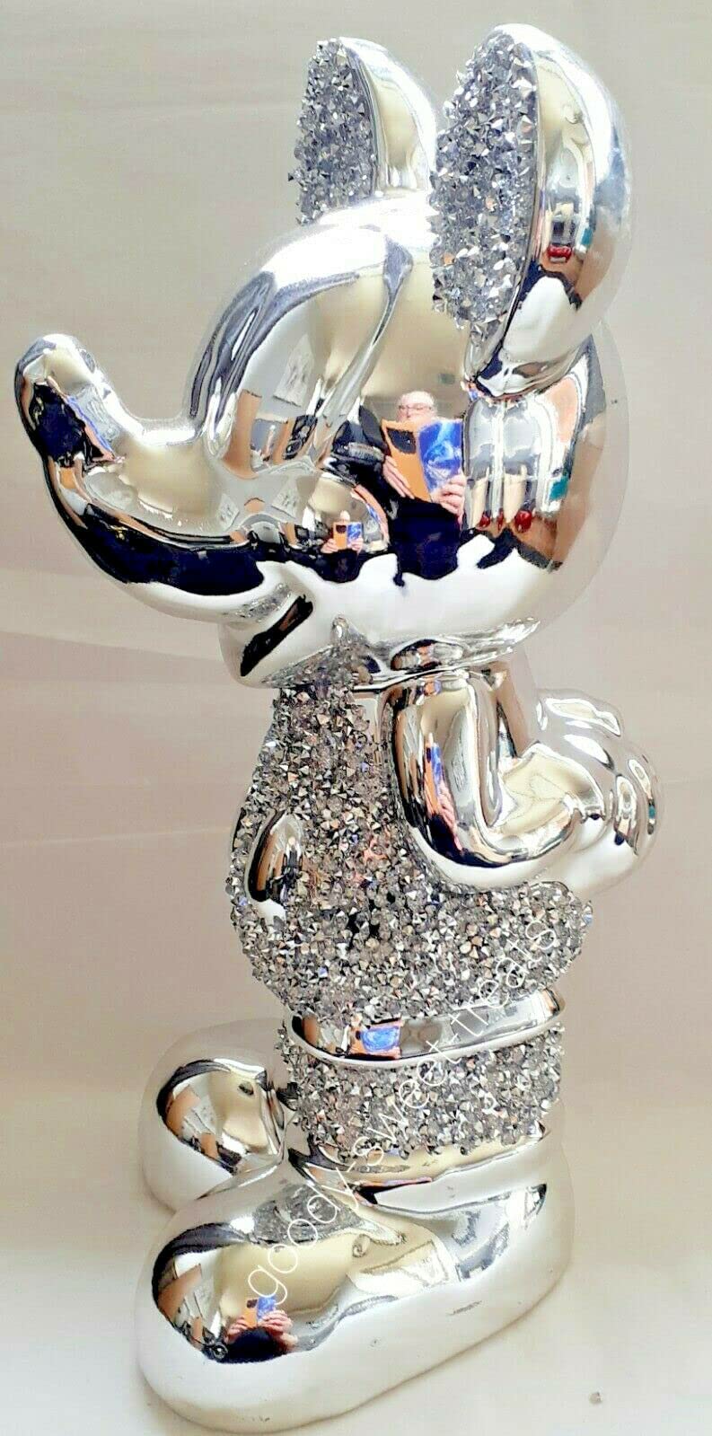 Biznest Silver Stunning Crushed Diamond Standing Micky Mouse Sparkle Ornament Bling Décor
