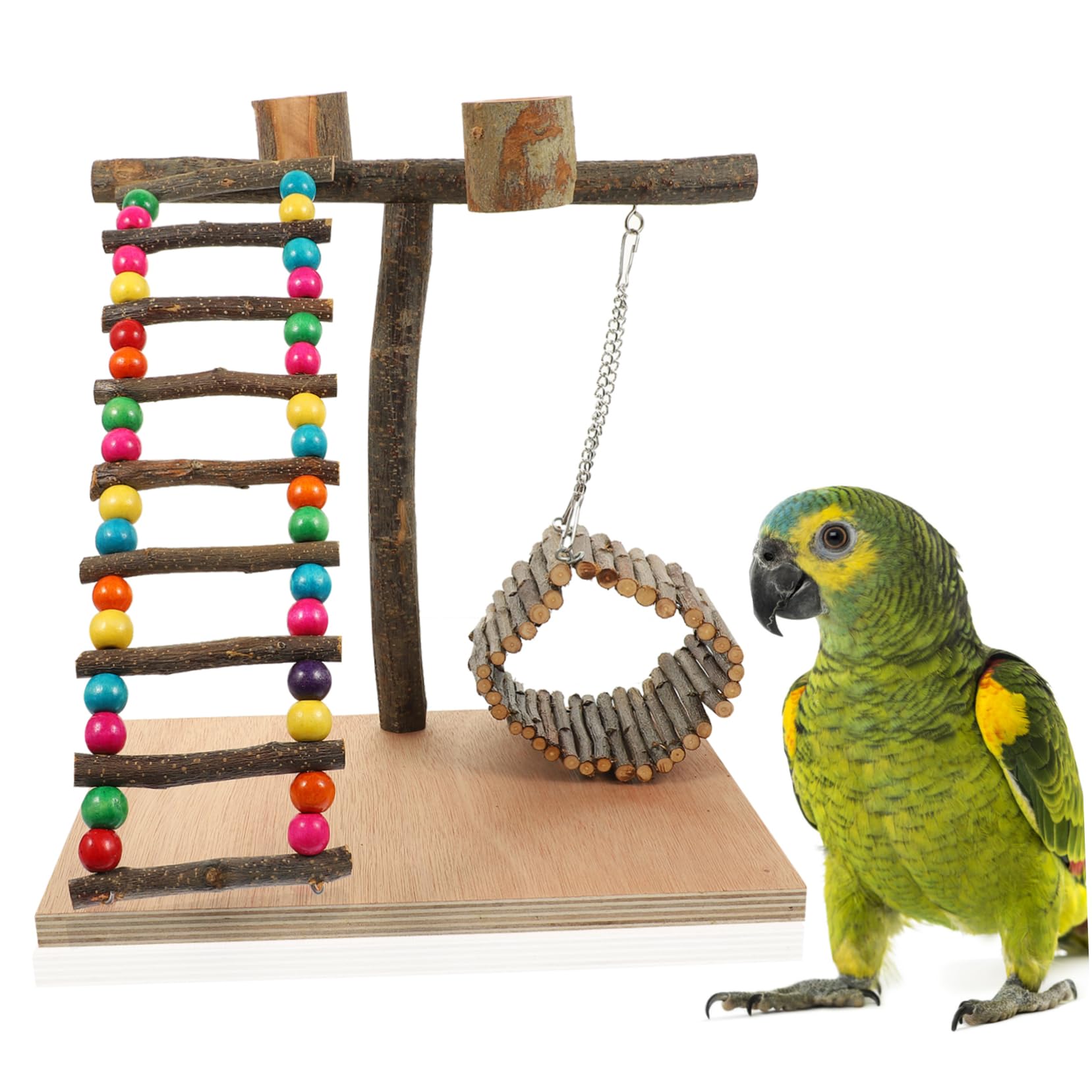 Beavorty Puesto de Loros Percha para Loros Juguete para Soporte de Entrenamiento para Pájaros Zona para Percha para Entrenamiento de Aves