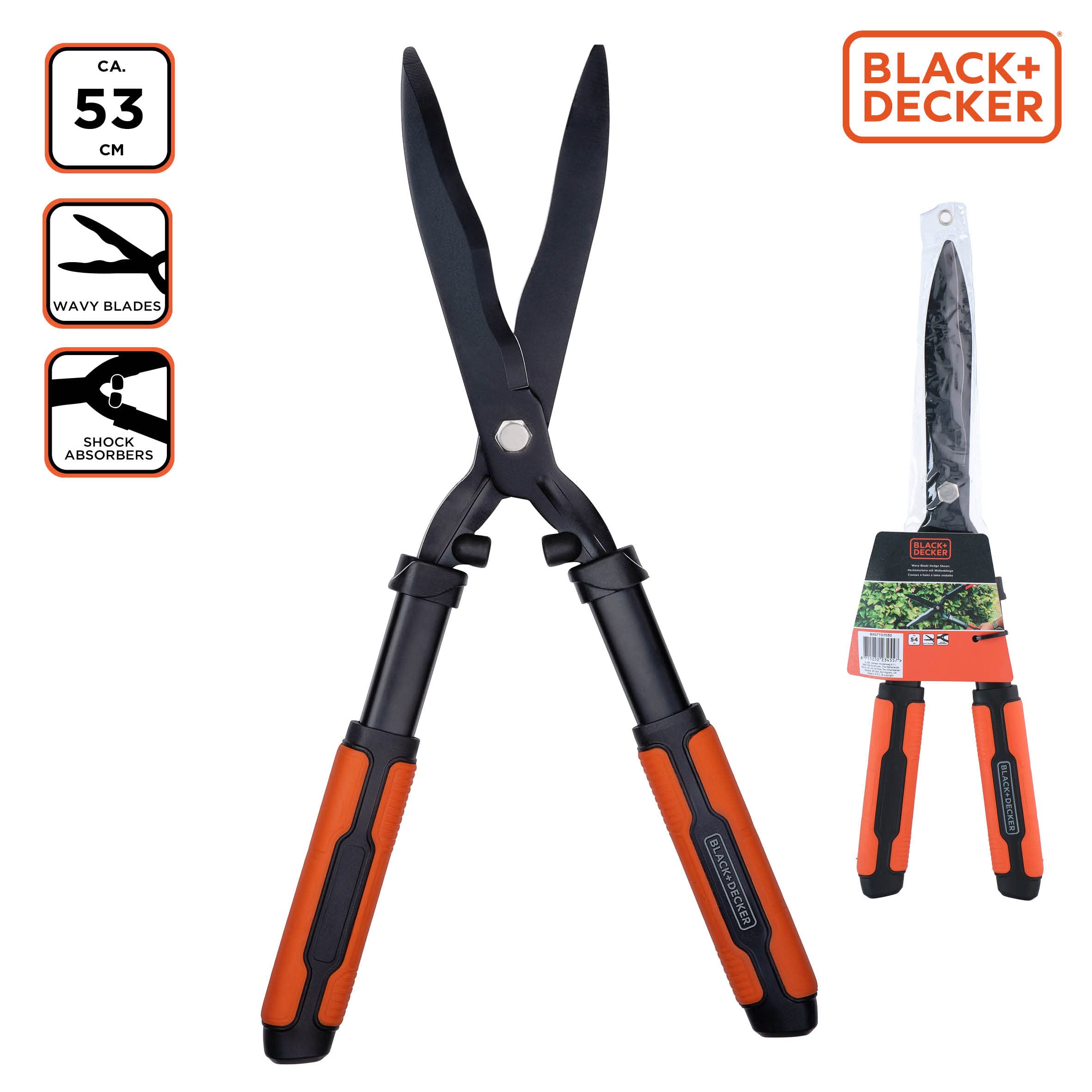 BLACK+DECKER Tagliasiepi 53 cm Lame in acciaio seghettato Nero/Arancione