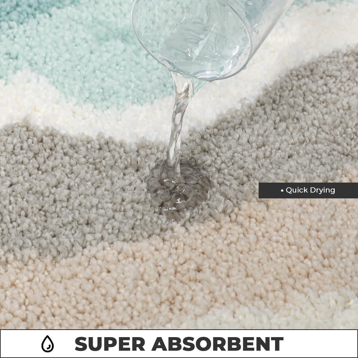 Bathroom Mat Super Absorbent Fluffy Microfiber Bath Rug Non Slip and Machine Washable Bath Mat for Bathroom, Bedroom and Living Room (Cyan, 31"x20")
