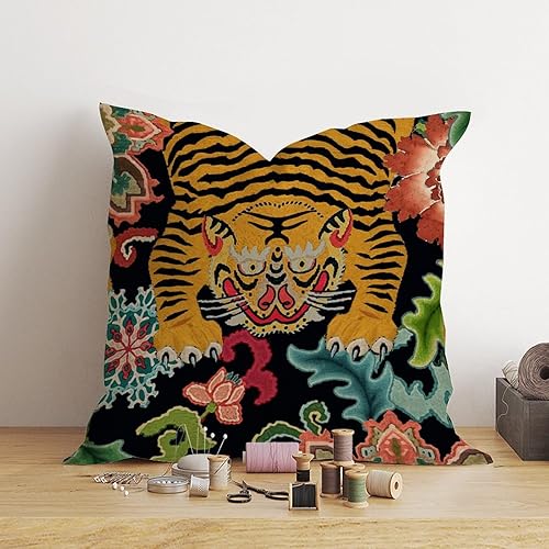 Vista 225 de ArogGeld Chinoiserie - Fundas de almohada escénicas asiáticas, estilo asiático, funda de almohada azul y verde Kelly, funda de cojín para decoración