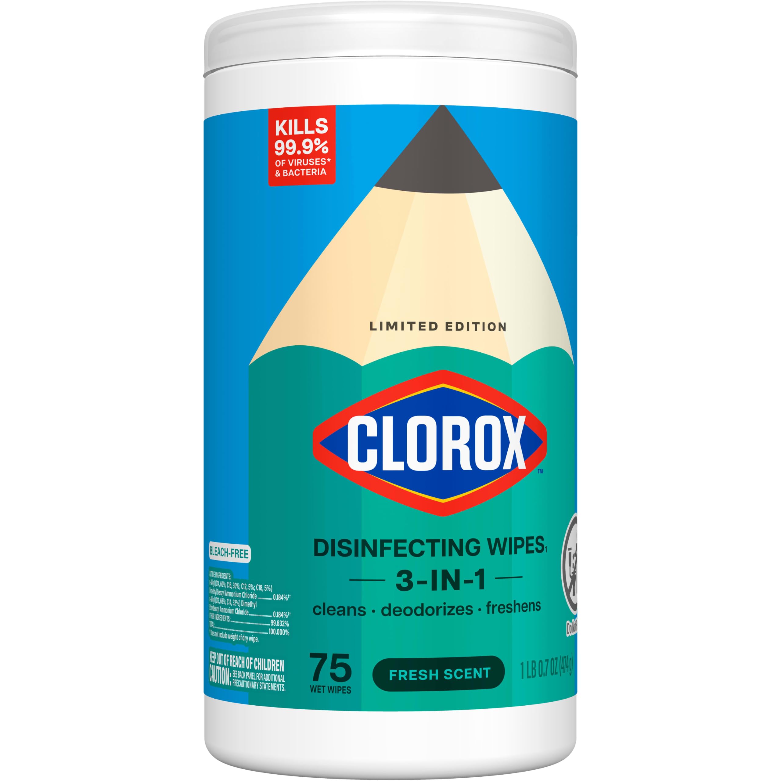 Disinfecting Wipes, Bleach Free, Fresh Scent, 75 Count G169904