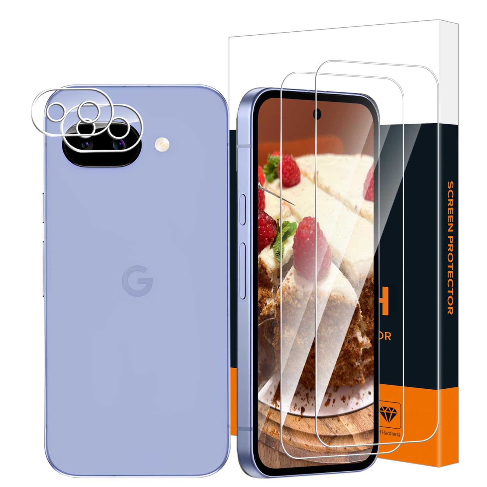 Carantee 2+2 Schutzfolie für Panzerglas für Google Pixel 9A 5G Schutzglas, 9H Härte Kratzfest Displayfolie, 2,5D-Kante Blasenfrei, HD Hohe Empfindlichkeit Google Pixel 9A Displayschutz+Kameraschutz