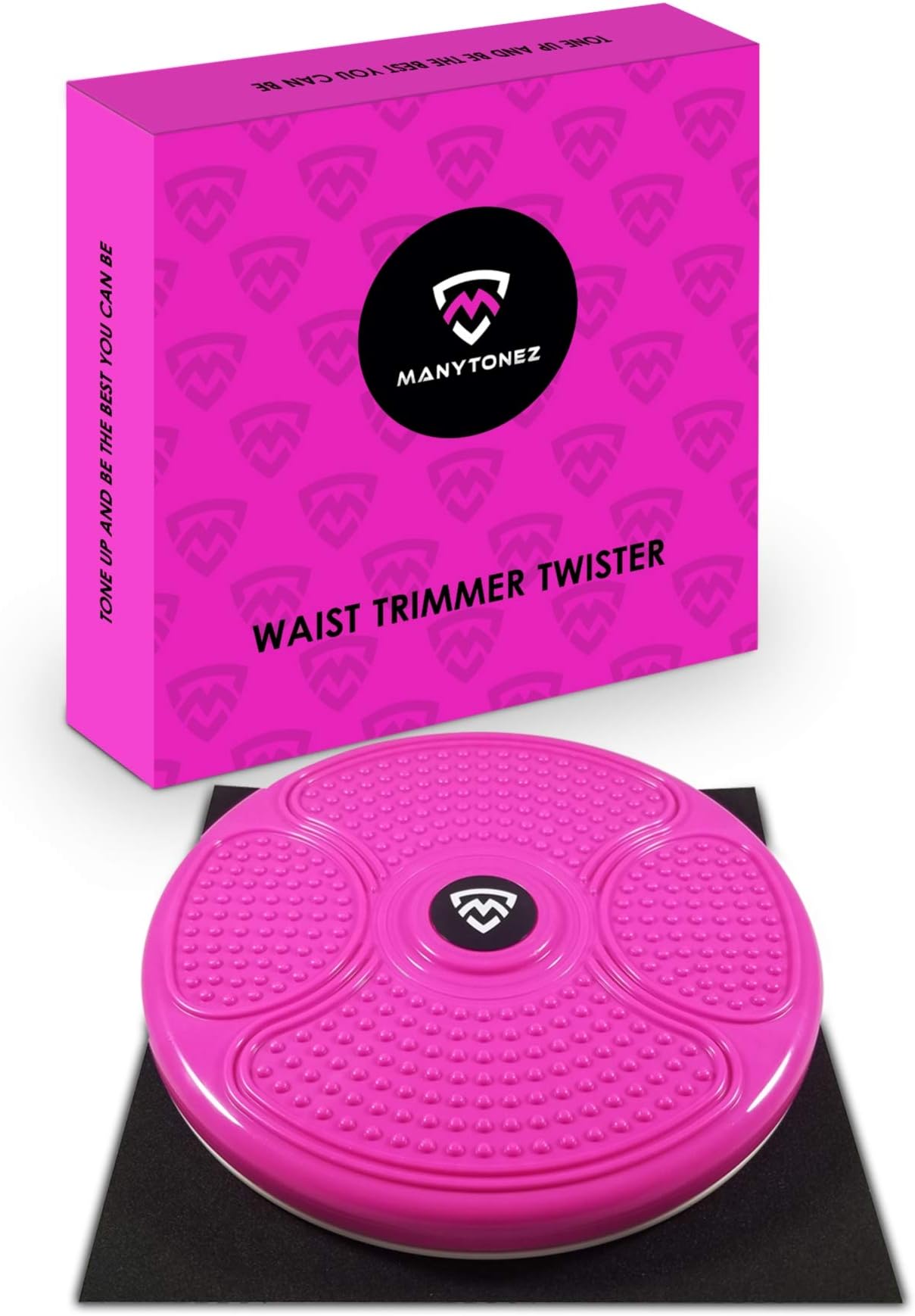 Ab Stomach Waist Trainer Twist Board Machine - Large 14 inch Abdominal Exercise Equipment Disc with Workout Floor Mat - for Slimming and Strengthening Abs Core at Home, Office