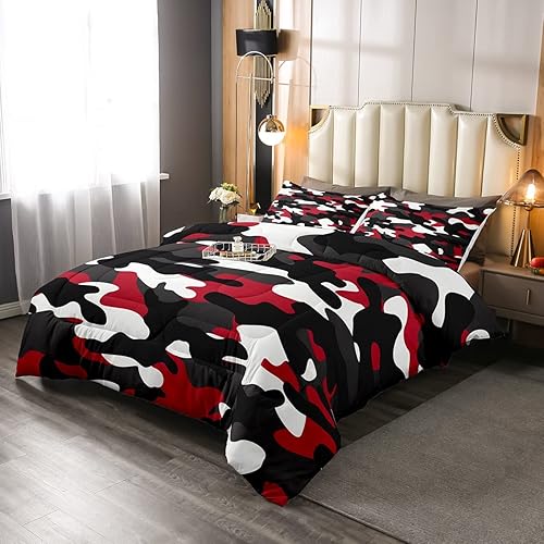 Juego de edredón de camuflaje para niños, edredón de plumón de camuflaje militar para adolescentes, jóvenes y adultos, juego de ropa de cama militar