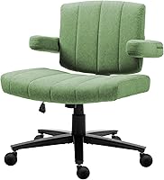 VIGOSIT Green Criss Cross Ergonomic Office Chair with Wheels - Wide Seat, Adjustable Arms, Swivel Rolling for Cross-Legged Comfort