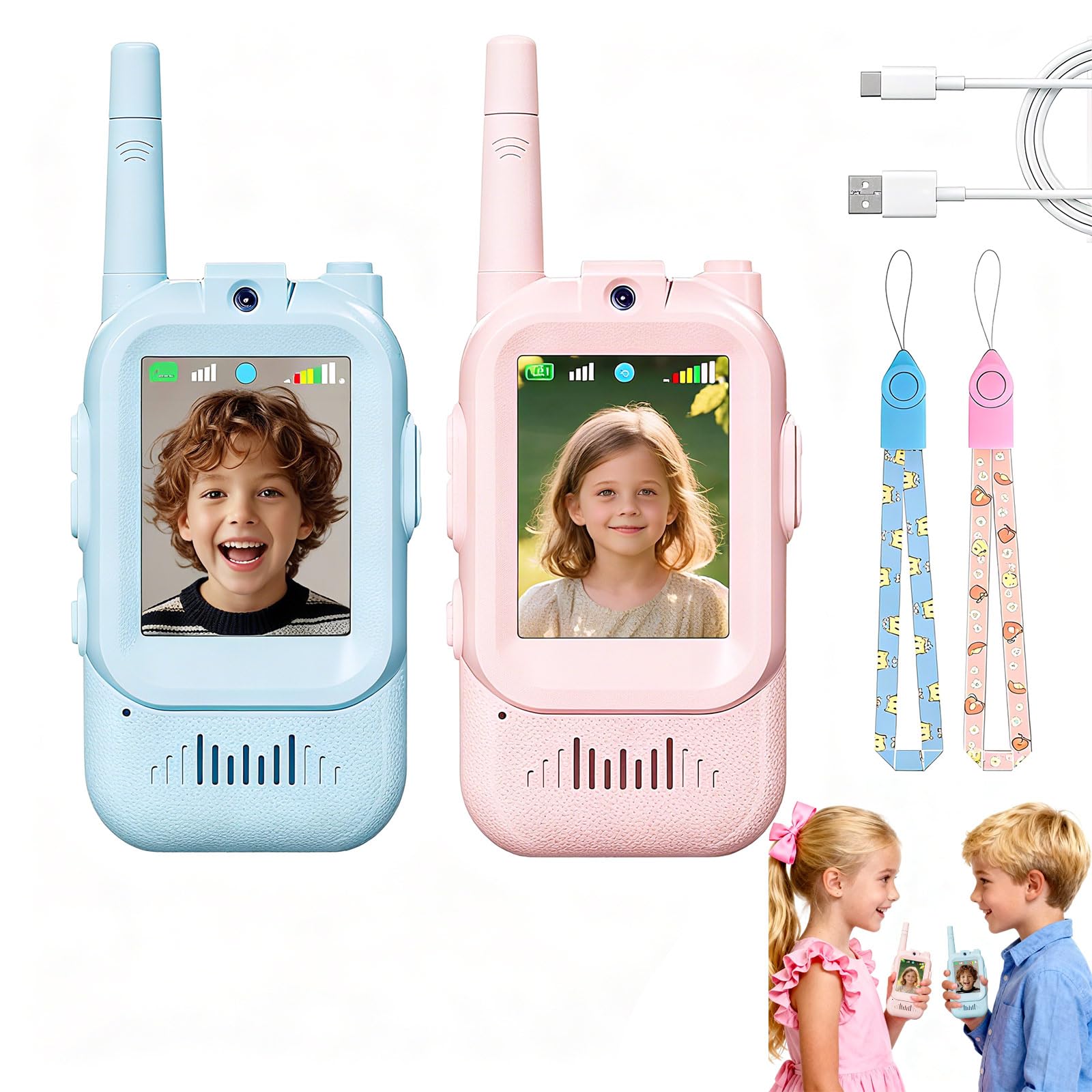 Kids Video Walkie Talkies with Camera - 2-Way Interactive Toy with Voice Changer & Real-Time Video Chat - Rechargeable Walkie Talkies for Kids, Ages 3-12 (400ft Range) - Perfect for Indoor & Outdoor