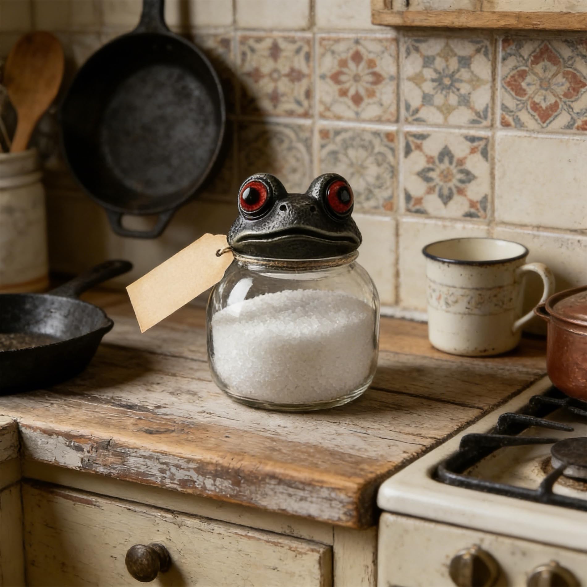 Générique Chapeau de sorcière, bocal d‘épices de hibou, avec support en résine, Gothique avec couvercles, les épices, le thé, les sels, Décoration de maison amusante (Chapeau de sorcière（3pcs）)