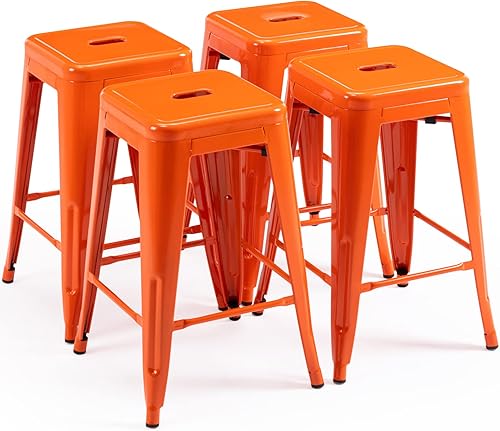 Miniatura 1 de Taburete Vogue Furniture Direct de 24 pulgadas, taburete de metal sin respaldo, taburete alto para encimera de interior o exterior con asiento