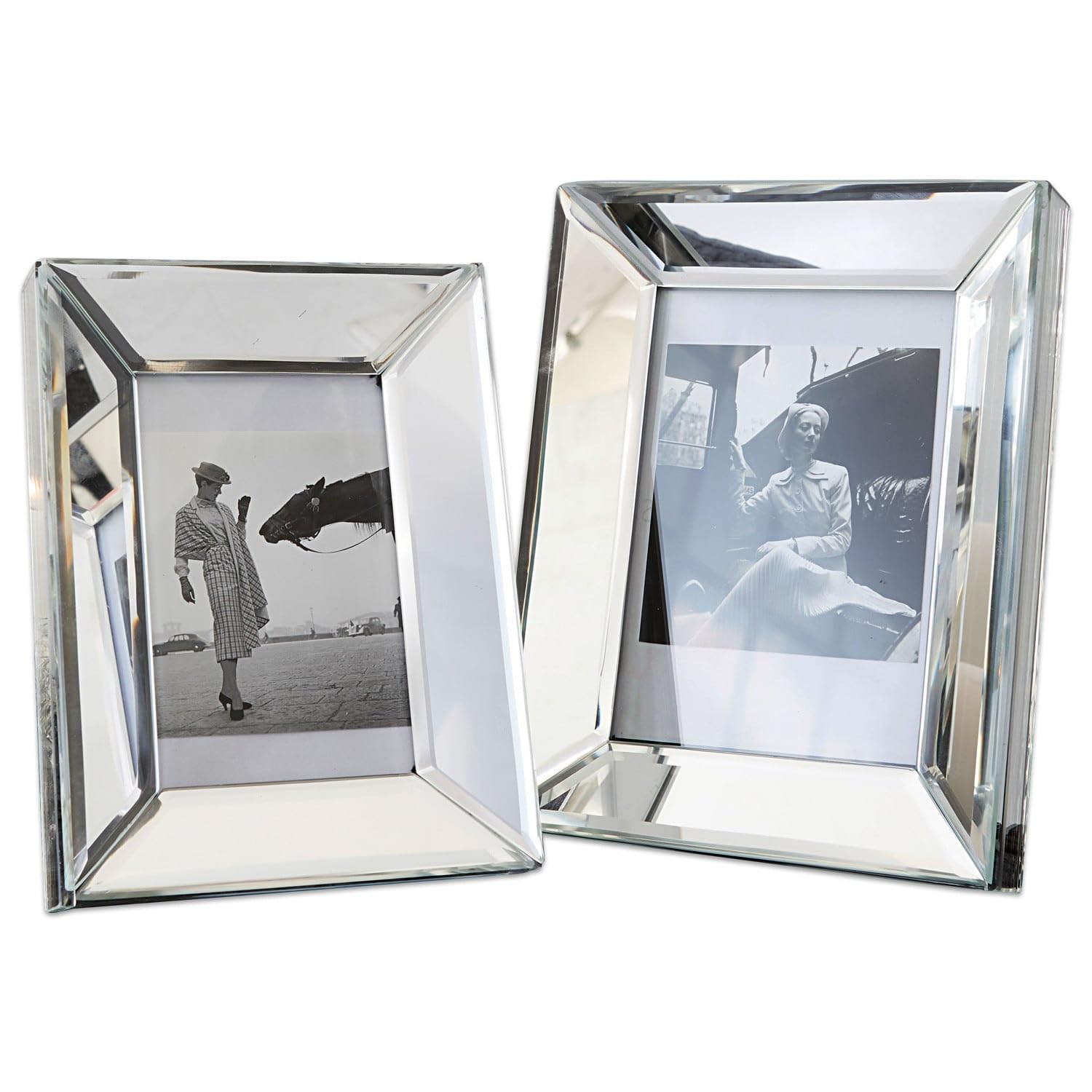 Loberon Bilderrahmen 2er Set Dominique, Silber | Zwei Größen, zum Stellen, zeitlos elegant, Wohn-Accessoires, Dekoration, MDF, Glas
