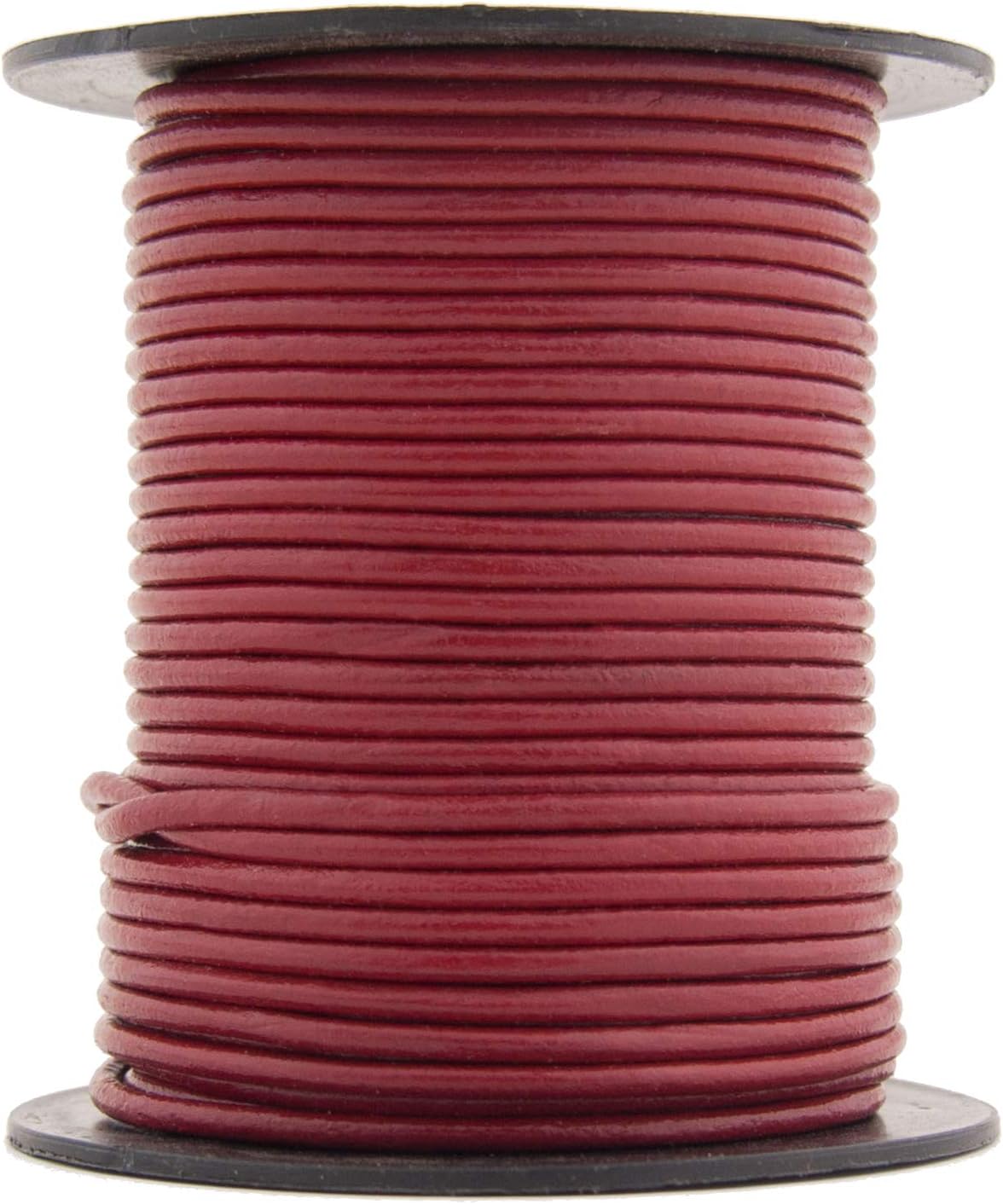 Xsotica-Regular Shades Round Leather Cords-1.5 MM Leather Cord Round (Red Scarlet, 100 Meter(109 Yard))