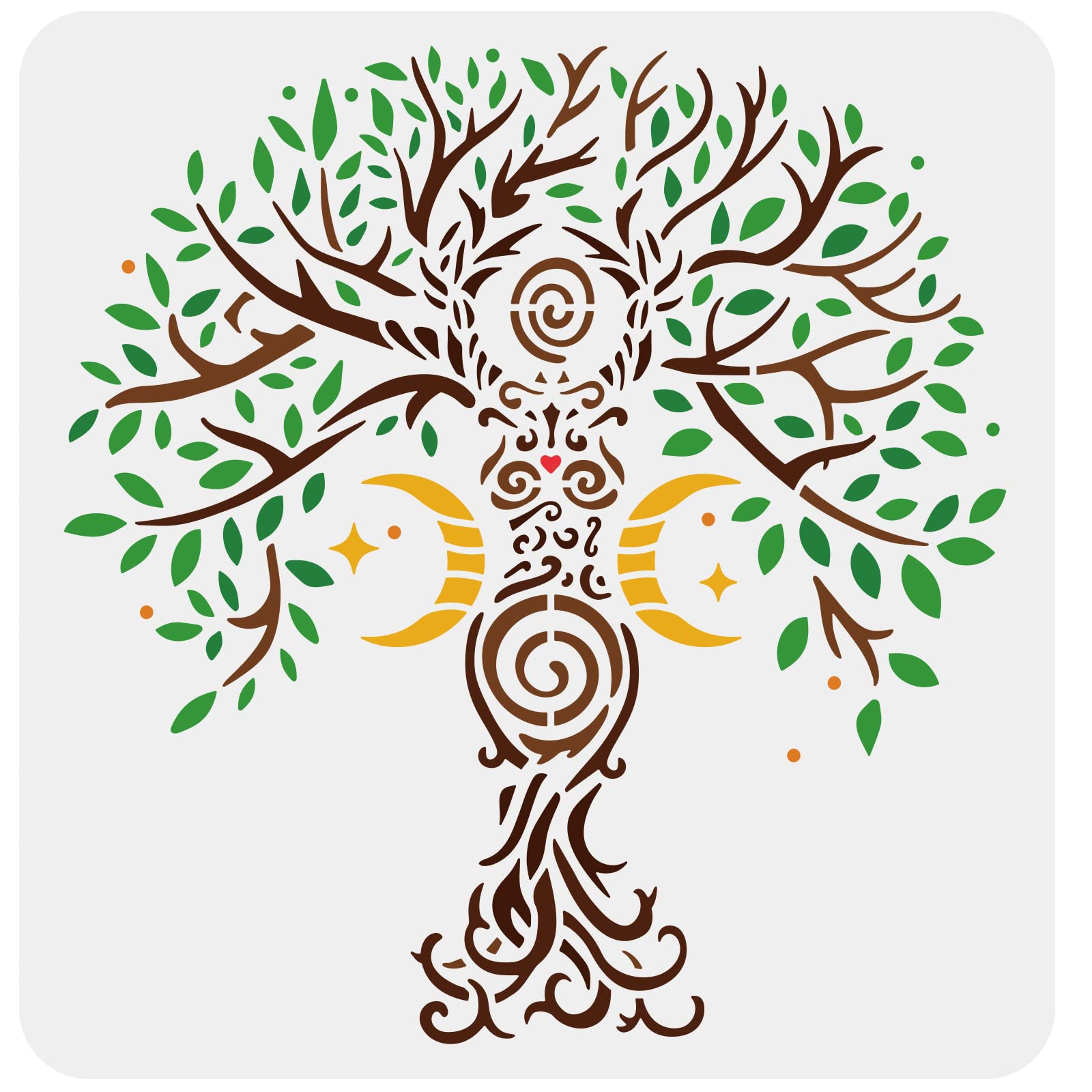 FINGERINSPIRE Tree of Life Stencils 11.8x11.8 inch Plastic Moon Star Paint Stencil Reusable Spiral Goddess Tree Drawing Stencils DIY Art Craft Stencil