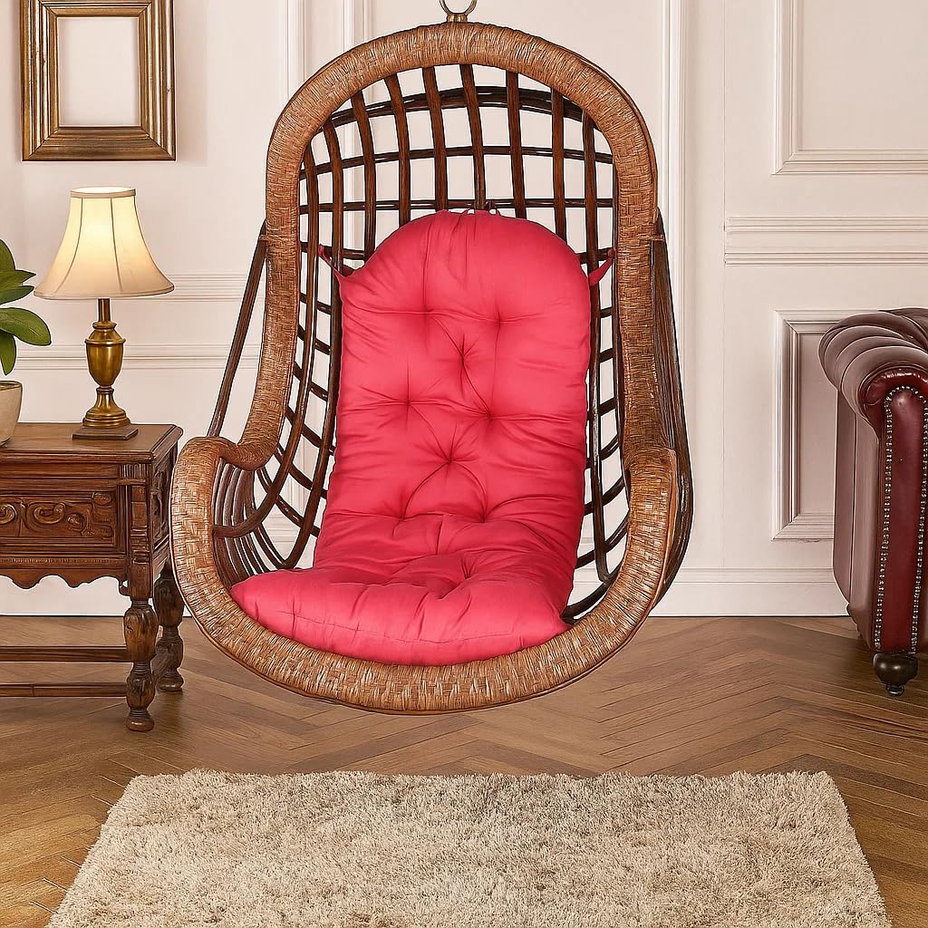 IRA Furniture Rattan Jumbo Swing Chair | Handwoven Hanging Chair with Cushions | Comfortable & Stylish Jhula for Balcony, Patio, Living Room & Indoor Use | Durable Cane Hammock Design-image-8