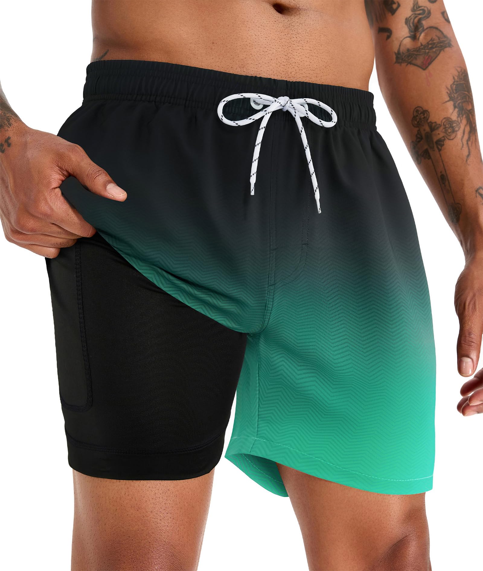 Mens Swimming Shorts Swimming Trunks Men Compression Liner Swim Shorts 7" Board Shorts 01