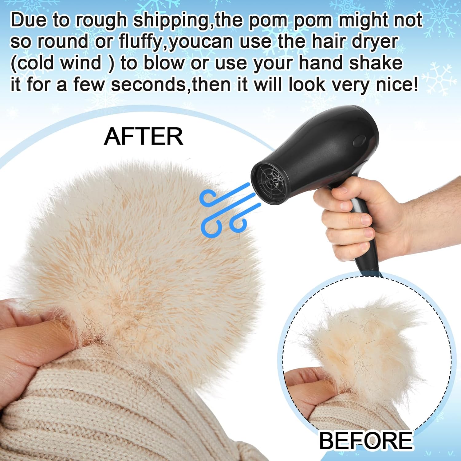 Hicarer 3 Sets Women Winter Warm Set Satin Lined Beanie Hat with Two Pom Poms Touchscreen Gloves for Cold Weather - Image 6