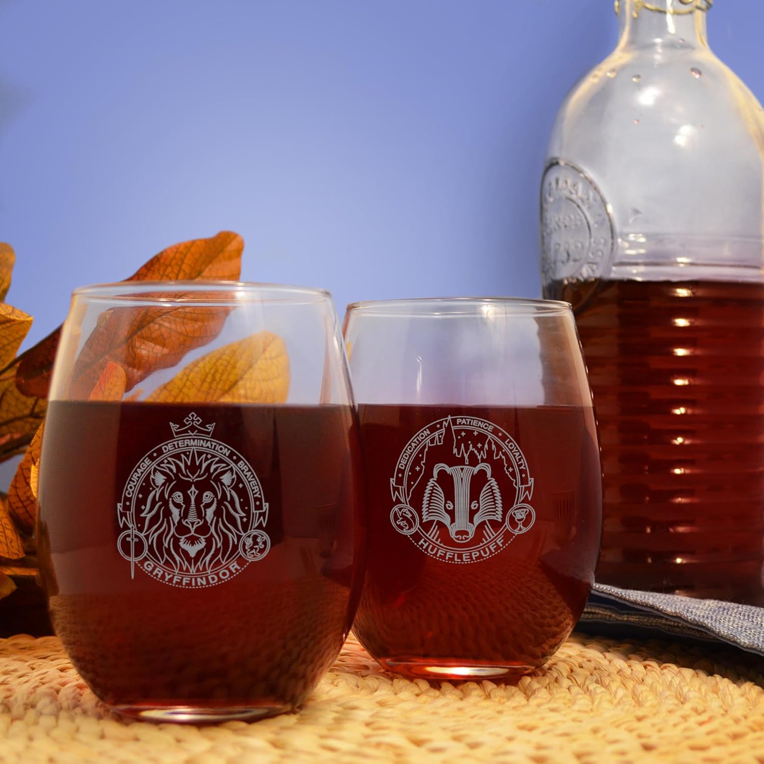 Katalyst Harry Potter Stemless Wine Glasses Gryffindor and Hufflepuff 17 Oz - 2 Pack