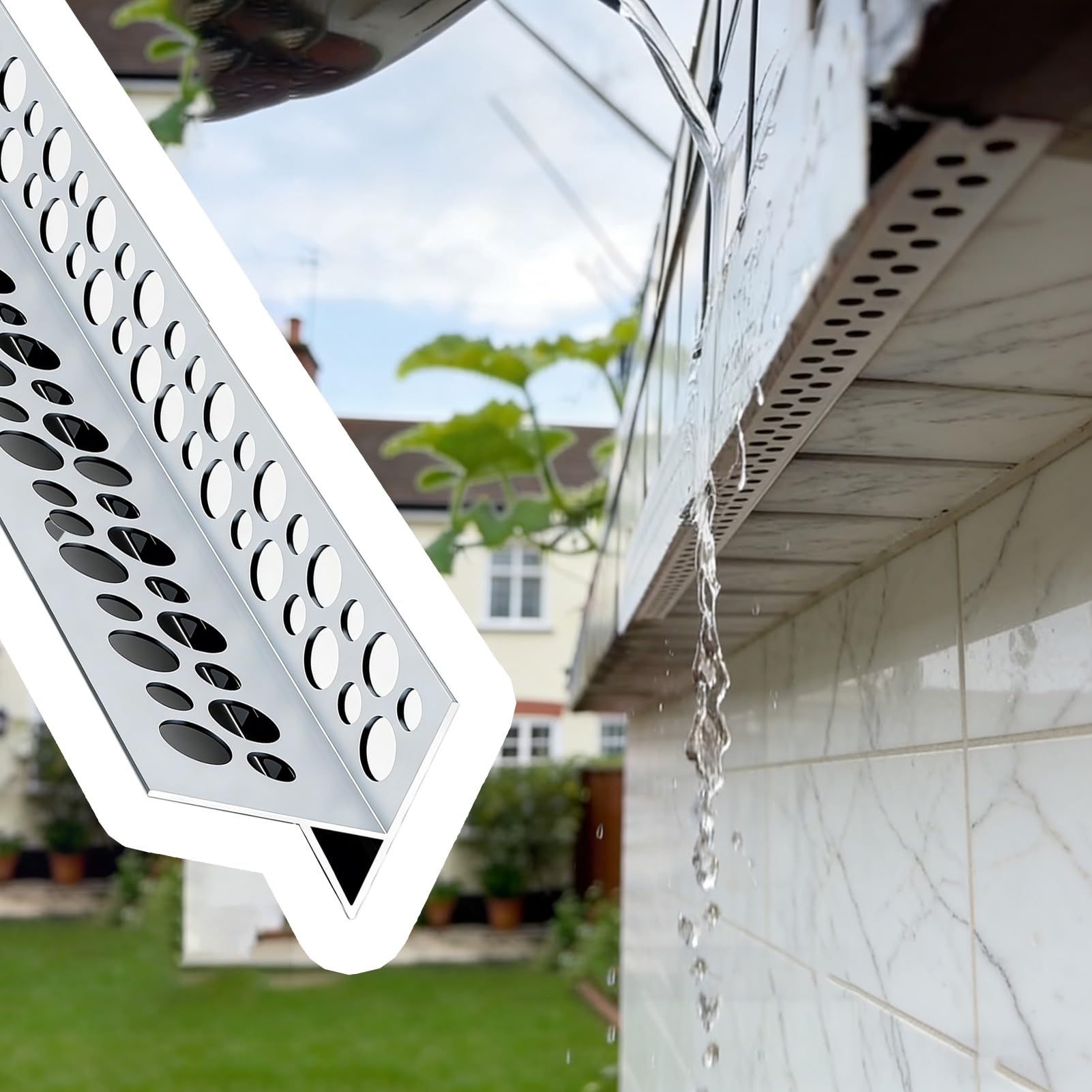 Evitar filtraciones en puertas con este vierteaguas de aluminio de 1.9m