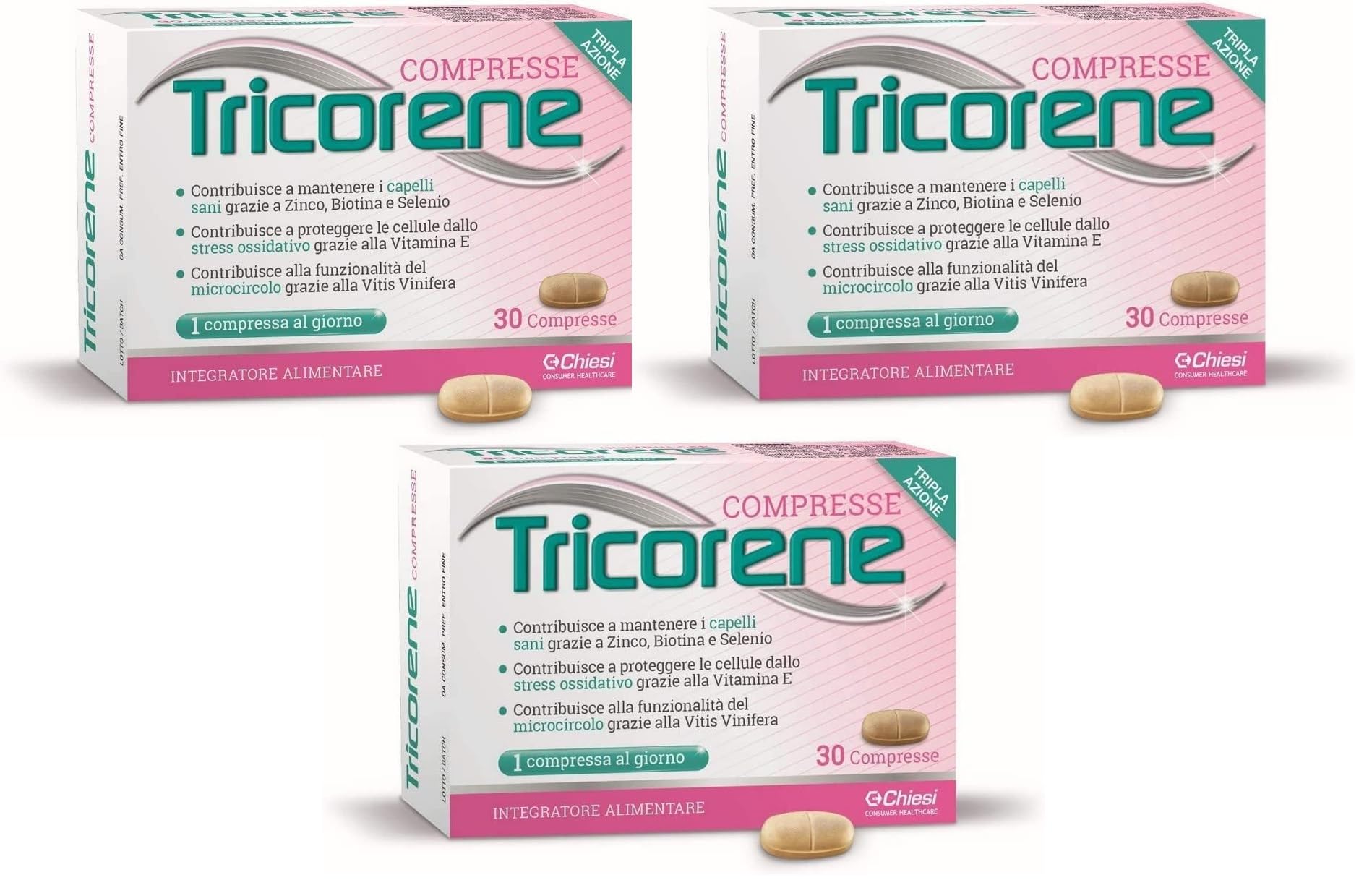 Chiesi Tricorene Compresse - Integratore Alimentare che Contribuisce al Mantenimento dei Capelli Sani grazie a Zinco, Biotina e Selenio. Specifico…