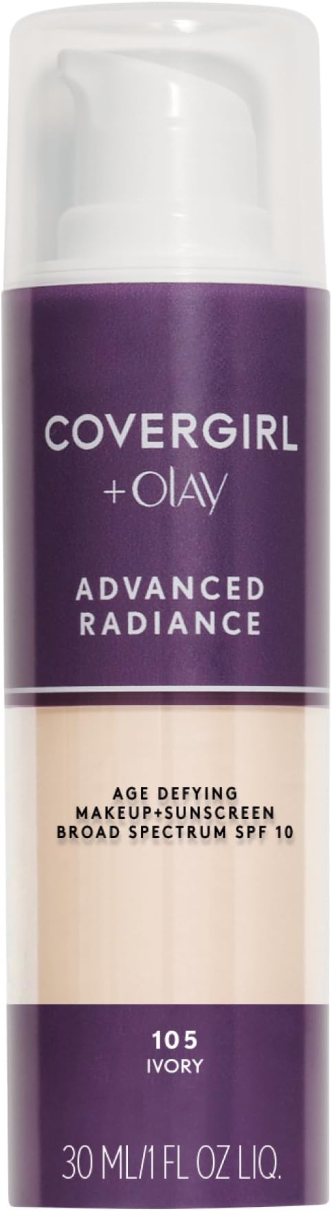 COVERGIRL, Advanced Radiance Age Defying Liquid Foundation, Ivory, 1 Count