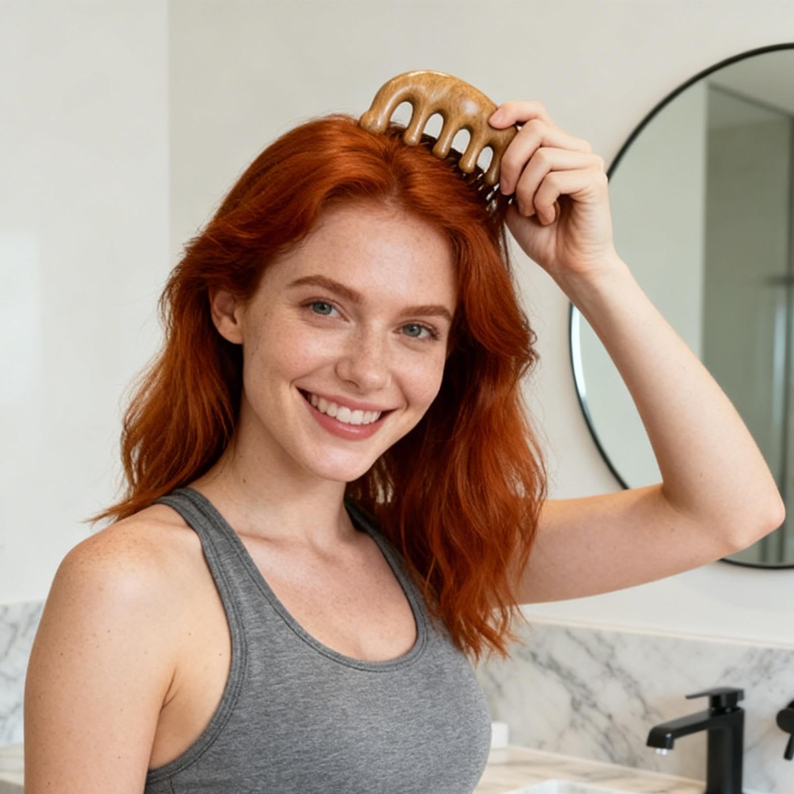 Massagekamm aus Holz Breitzahn Pflegekamm Für Haare | Kopfhautmassagegerät Für Frauen Männer Entspannung Haarpflege Styling Natürliche Haarbürste Körperpflege