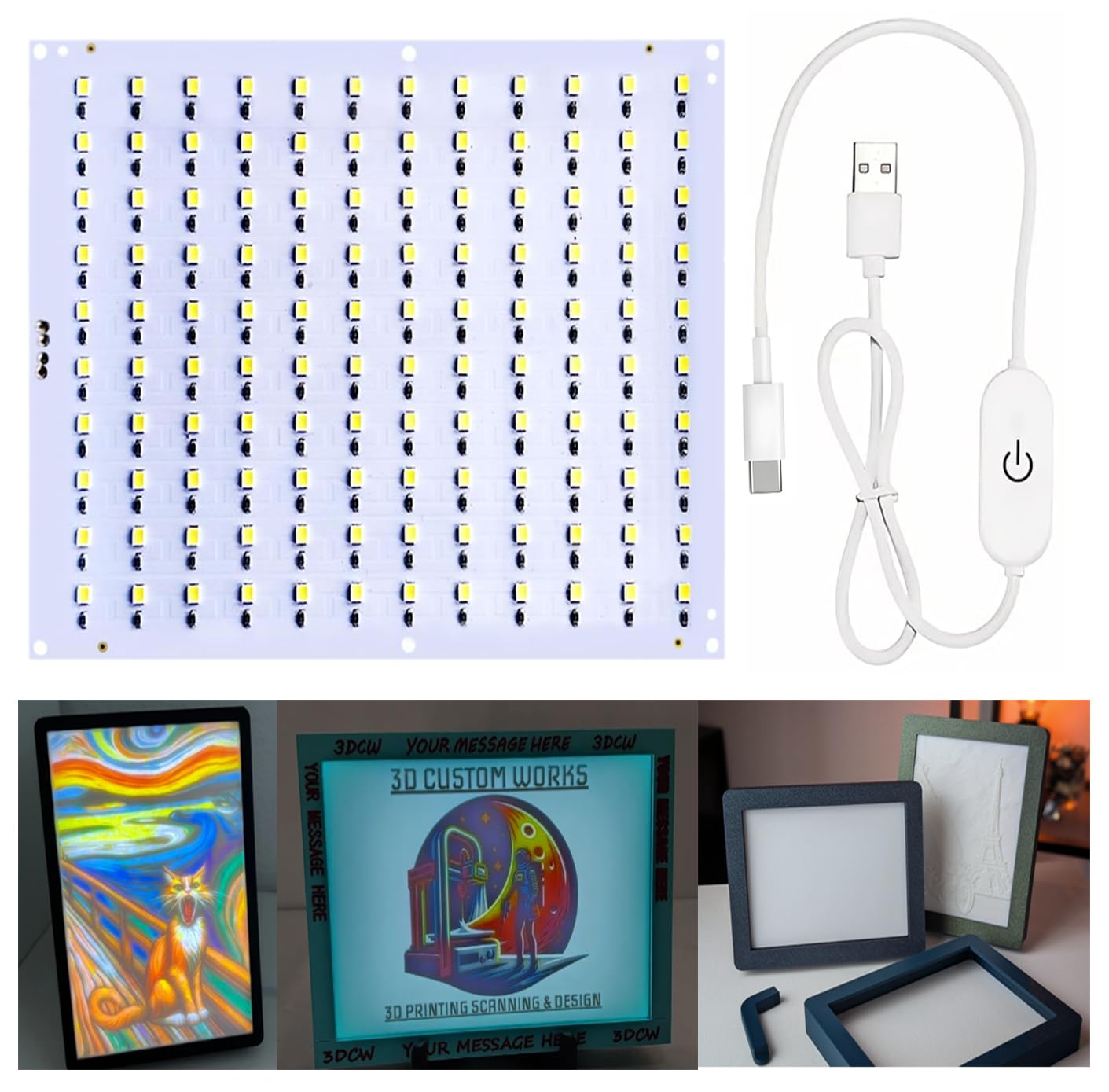 CMYK LED Backlight Board Kit FAZ007 for Bambu Lab Makerworld Accessories，3D Printer Light DIY Hardware Model Spare Parts 5V Type-c Powered（1kit）-image-23