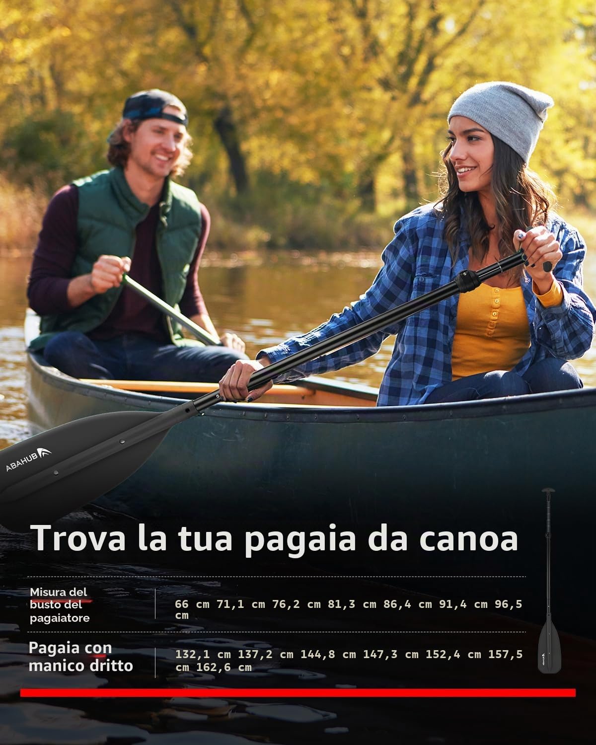 Abahub Pagaia telescopica per canoa, 130-160 cm, 3 pezzi, leggera, in alluminio, per canoa, kayak e gommoni, portatile