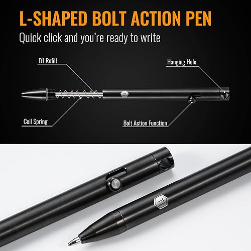 Miniatura 5 de KeyUnity KM04 Clip de llavero de mosquetón de titanio, herramienta de escritura de titanio KP00BK, cuchillo plegable de titanio KK01BK y paquete de